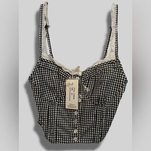 Stylish Black and White Checkered Crop Top